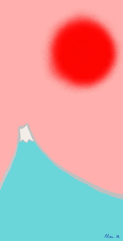 基本価格　10000JPYC　　和ーJapanese style　　太陽と富士山をモチーフに、色使いにこだわって、柔らかい雰囲気のある絵に仕上げています。