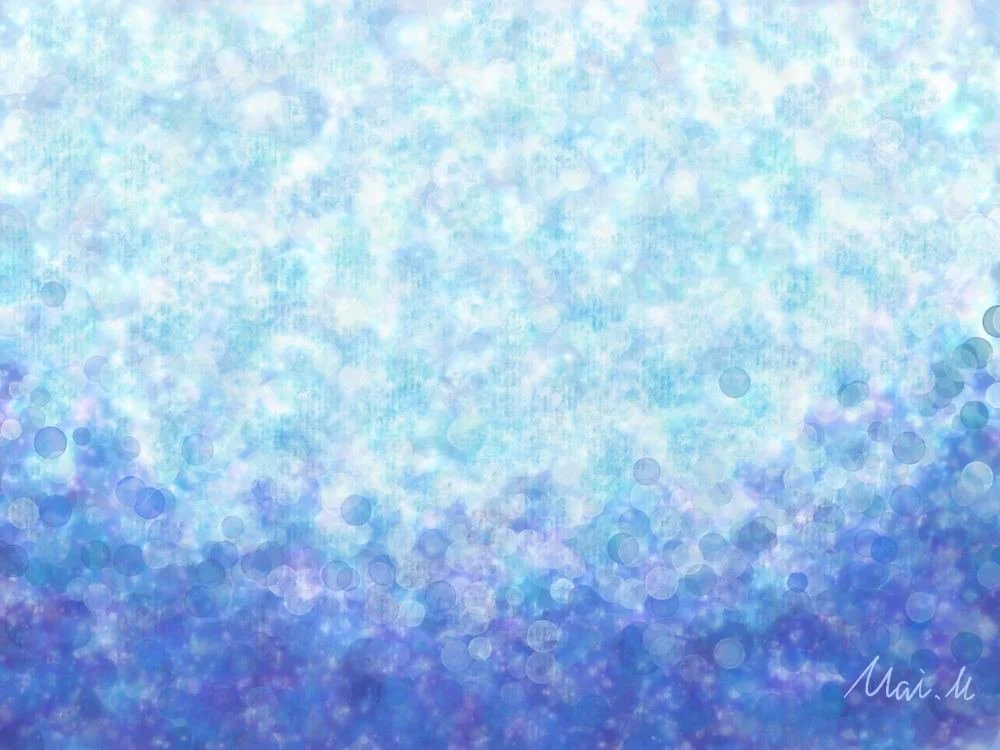 基本価格　5000JPYC　　みぞれーSleet　　描き進めているうちに氷や雪に見えてきて、丸い点や色の配置を工夫して水を多く含んだ雪を表現しました。冷たく湿った雪が道路にどんどん降り積もっていきます。