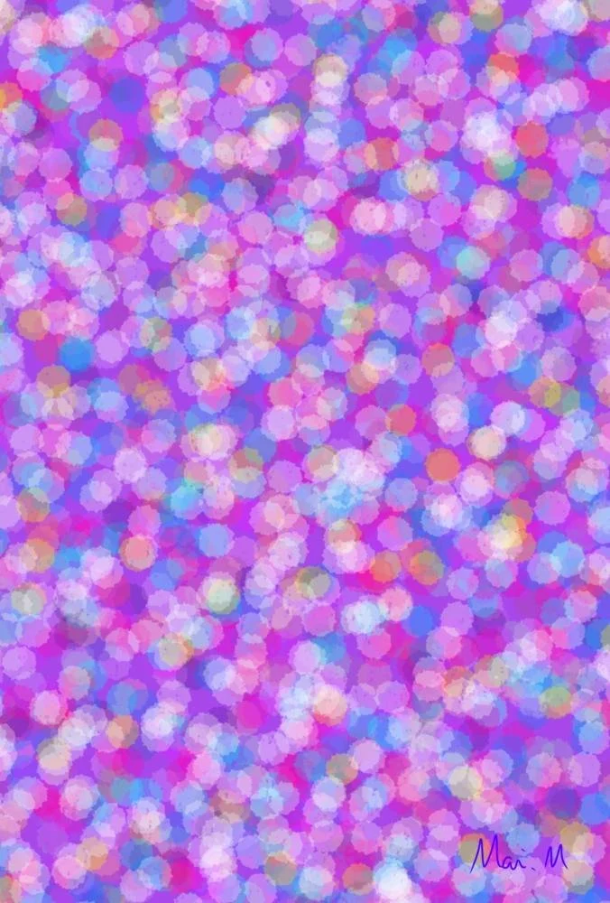 基本価格　5000JPYC　　ライトーLight　　私は目が悪いので裸眼で街の明かりを見るとこのように丸い光になって見えます。街などの人工的な光がたくさん集まっているところを表現しました。賑わっているのをちょっと離れて見ています。