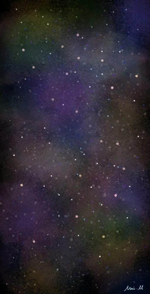 基本　20000JPYC　　星ーThe stars　　私の肉眼ではもう見ることができない星空をイメージして描きました。いつか満点の星空や天の川を見てみたいです。ずっと憧れです。
