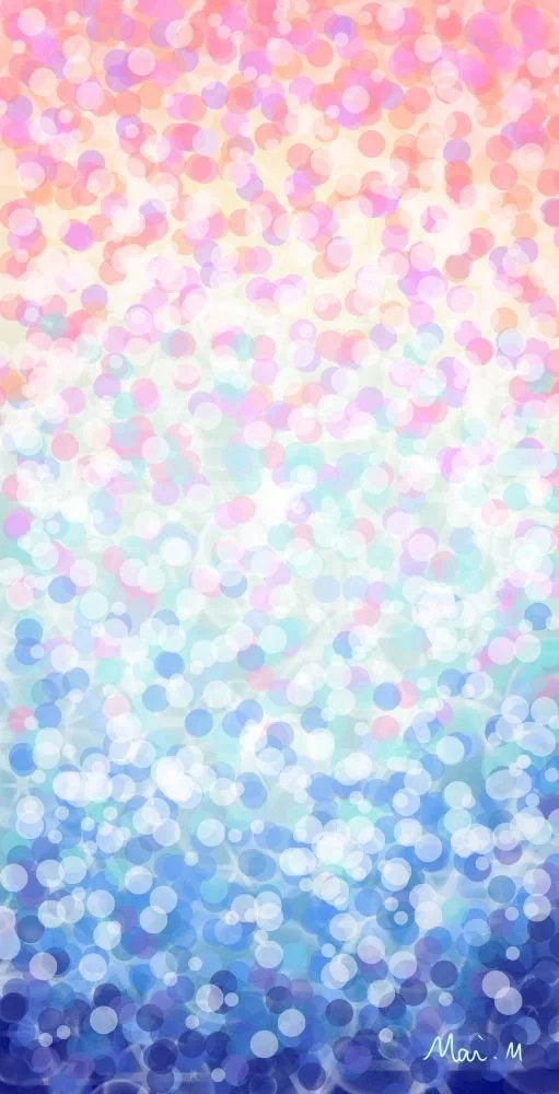 基本価格　20000JPYC　　光の中ーIn the Light　　太陽光や電球などの白い光の中には赤や青などの色があって、それがグラデーションになるように表現しました。この絵を見ると私はイライラする気持ちが落ち着いたり、前向きな発想ができるようになります。