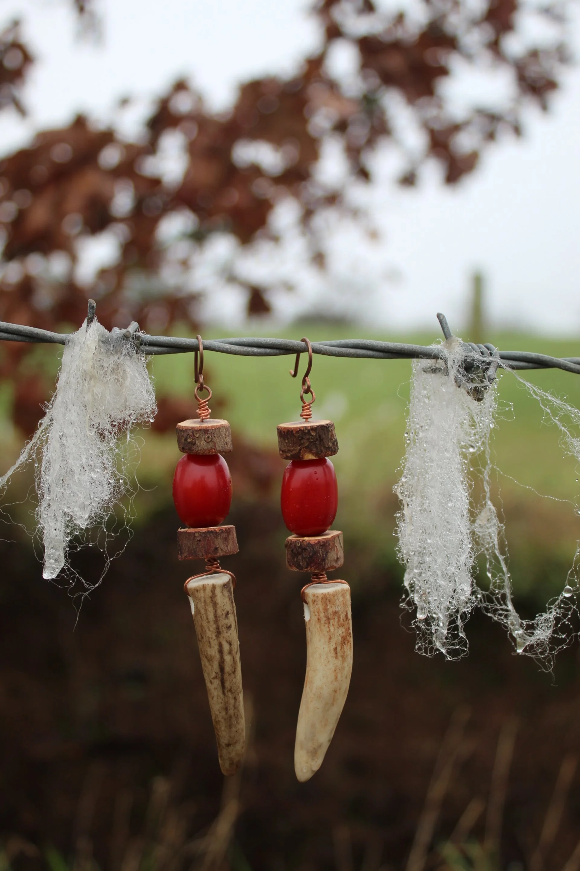 ꩜ Scottish Red Deer & Yew Wood Earrings