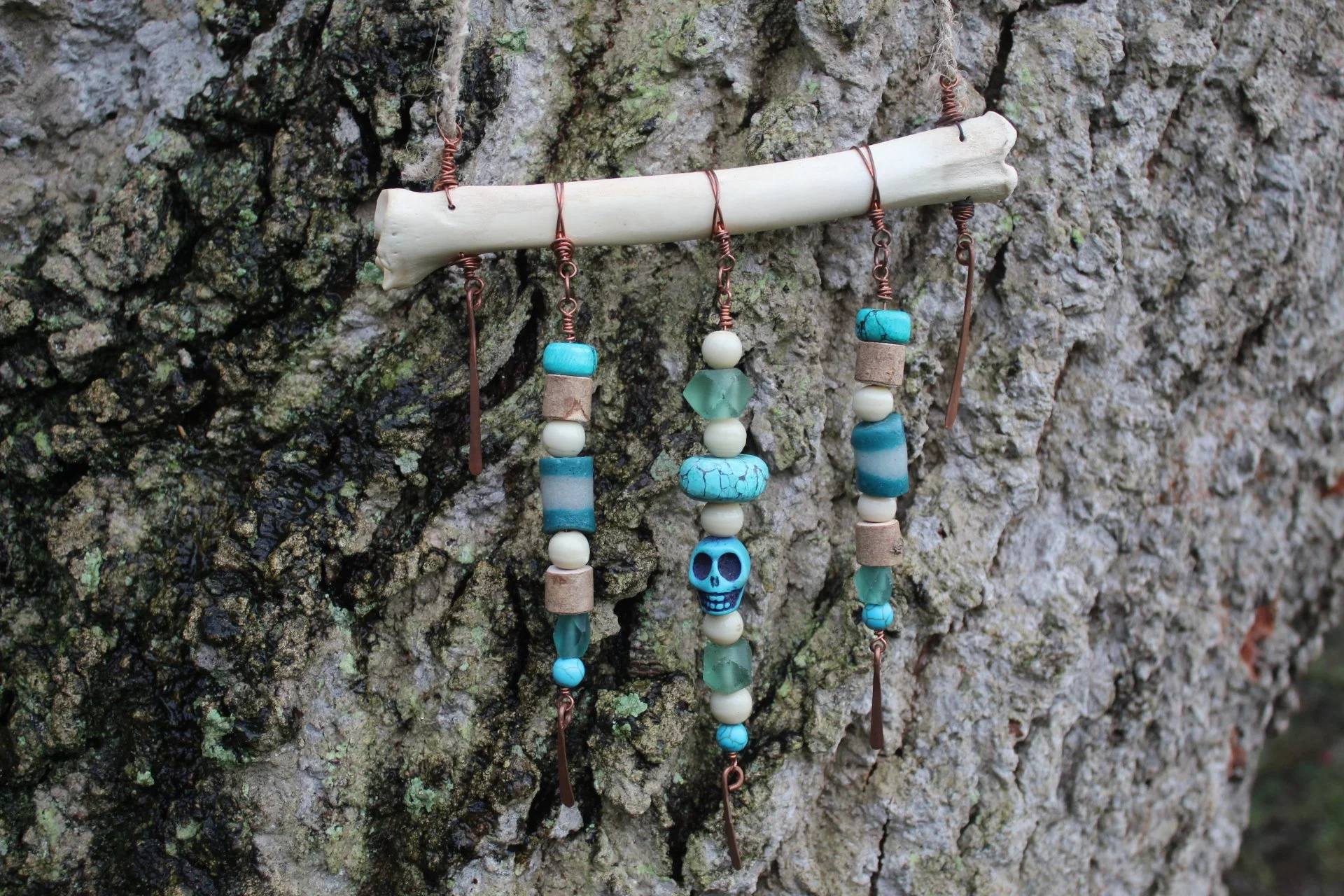 ꩜ Deer Bone & Ash Wood Turquoise Talisman