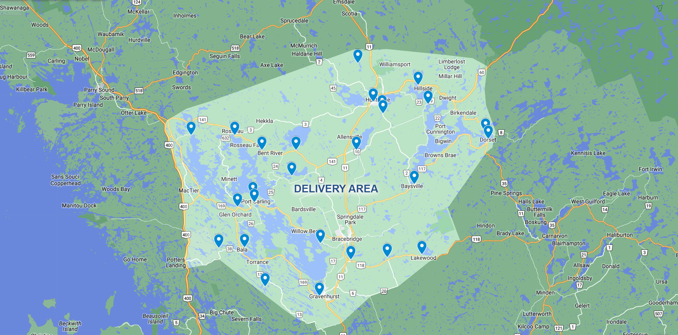 Muskoka Boat Launch Map