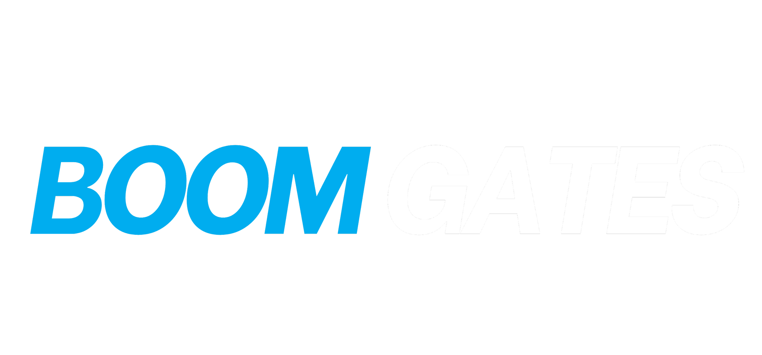 BOOM GATES logo with 'BOOM' in blue and 'GATES' in white on a black background.