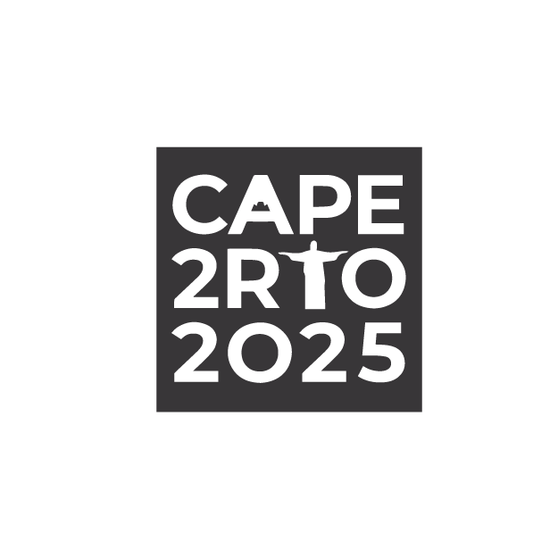 Logo for Cape 2 Rio 2025 with a cross in the center of the text.