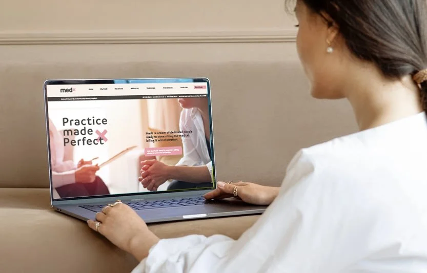 Satisfied MedX customer visiting the online web portal to submit a claim for billing.