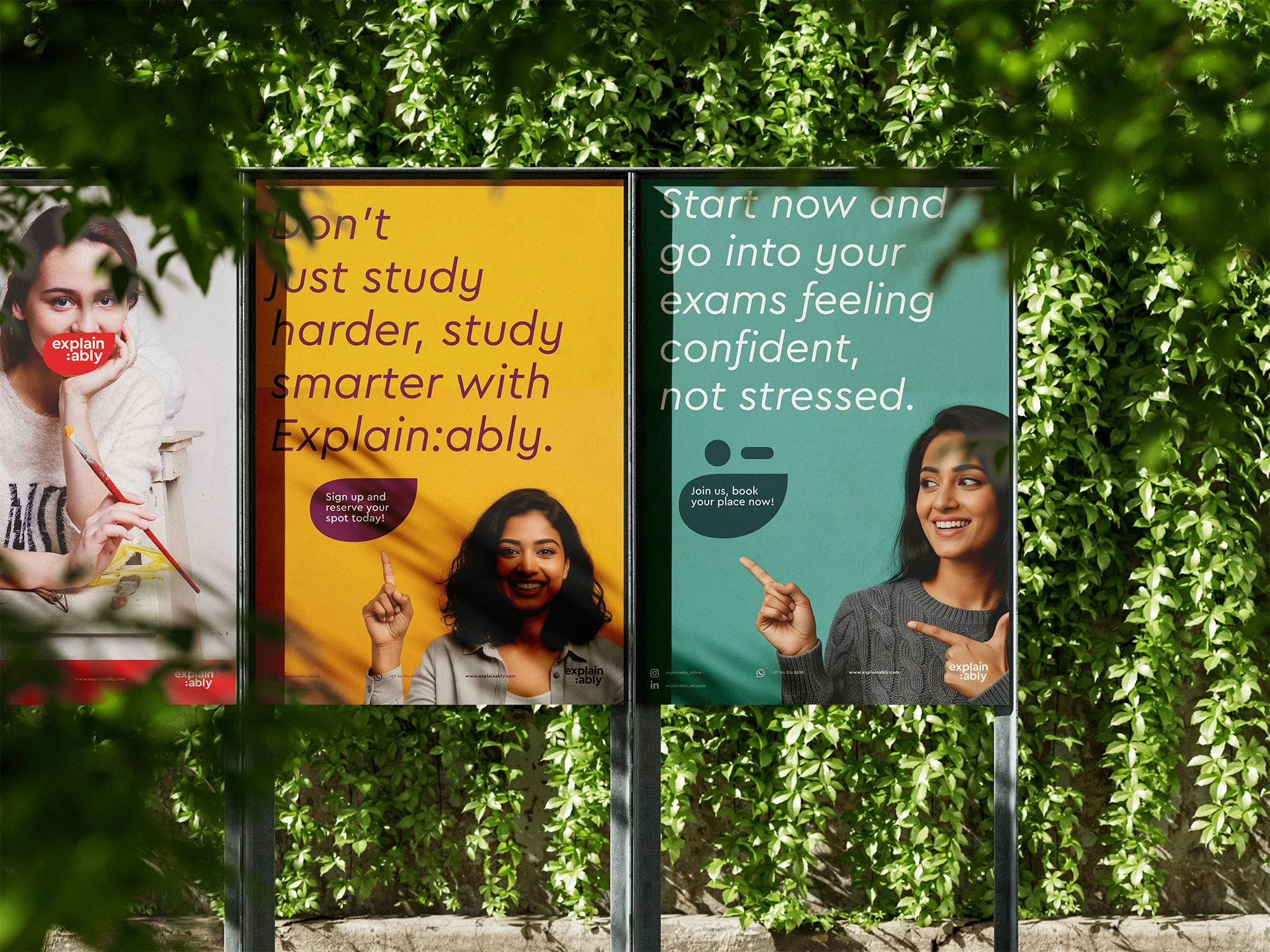 Printed advertising posters for the Explain:ably online courses for secondary and tertiary learners.