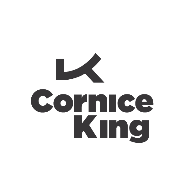 Logo for Cornice King featuring a stylized black crow and bold black text.