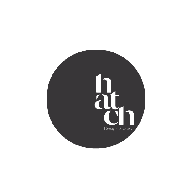 Black circle with gray inner circle containing the words "hat ch" in lowercase black font.