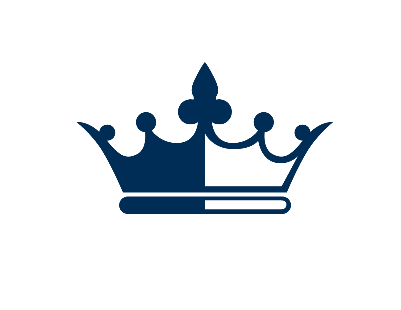 A dark blue crown icon with a simple, stylized design.