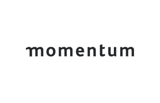 Momentum Life logo in black on a white background with the word 'momentum' in grey lowercase letters.
