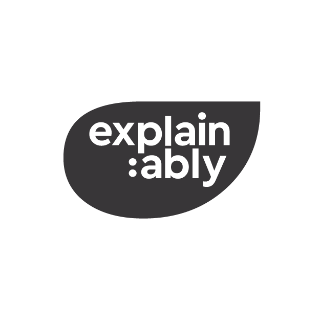 Black and grey logo with the word 'explain:ably' inside a rounded shape.