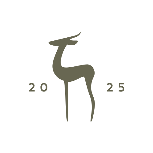 A logo featuring a stylized deer with antlers, with the year 2025 on either side.
