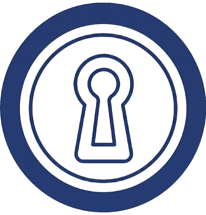 Icon of a blue circle with a white keyhole in the center.
