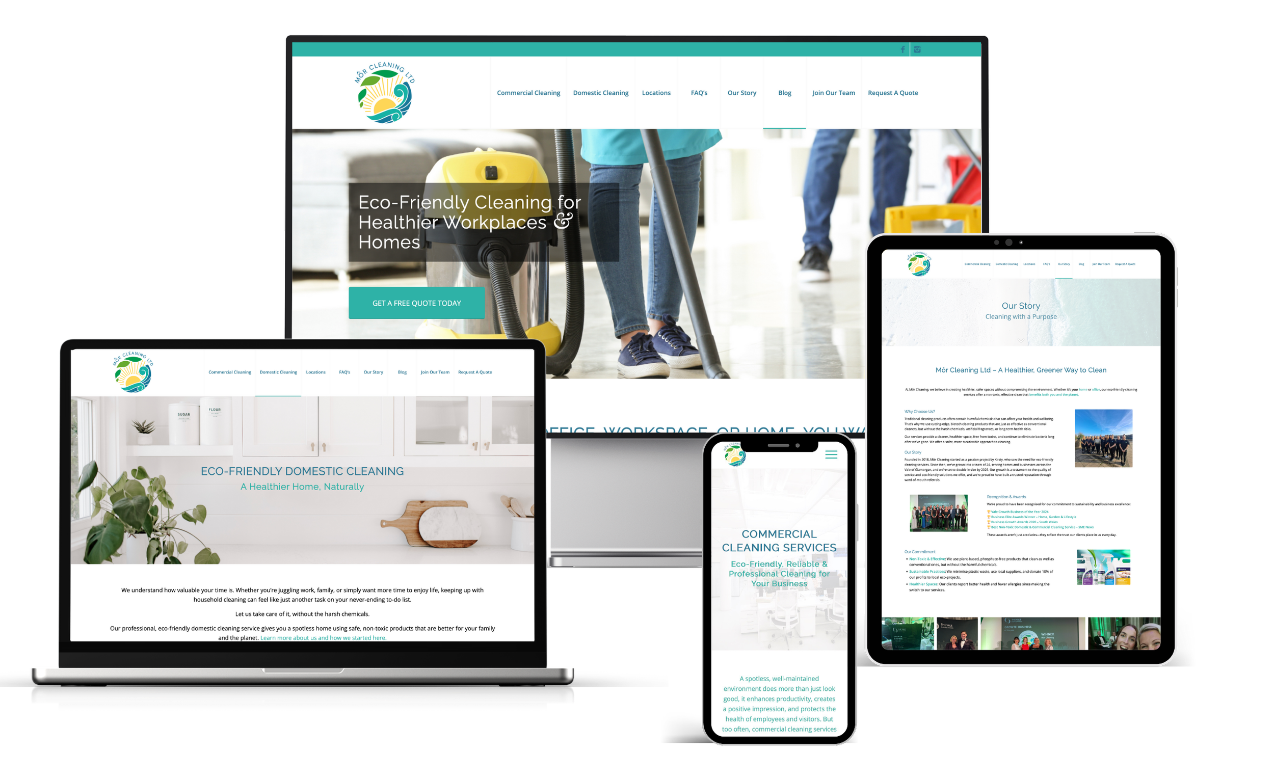 A strategic website redesign for Mor Cleaning Ltd Barry  showing a 39% increase in website visitors