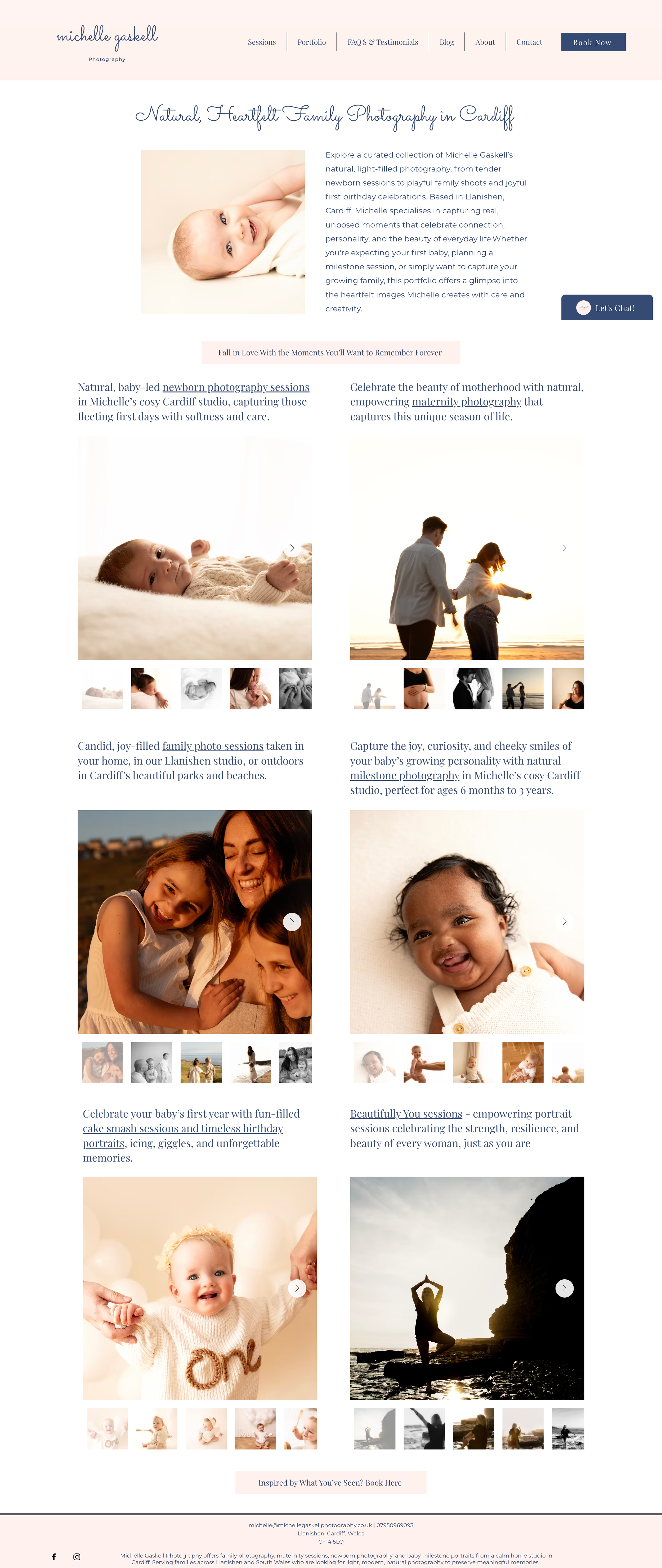 The redesigned Michelle Gaskell Photography family portfolio page, featuring a clear, professional layout that showcases her work and builds trust with potential clients.