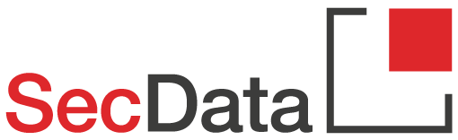 Das Bild zeigt das Logo von SecData, bestehend aus dem Text »SecData« mit rotem »Sec« und grauem »Data« sowie einer stilisierten roten Ecke im rechten oberen Bereich.