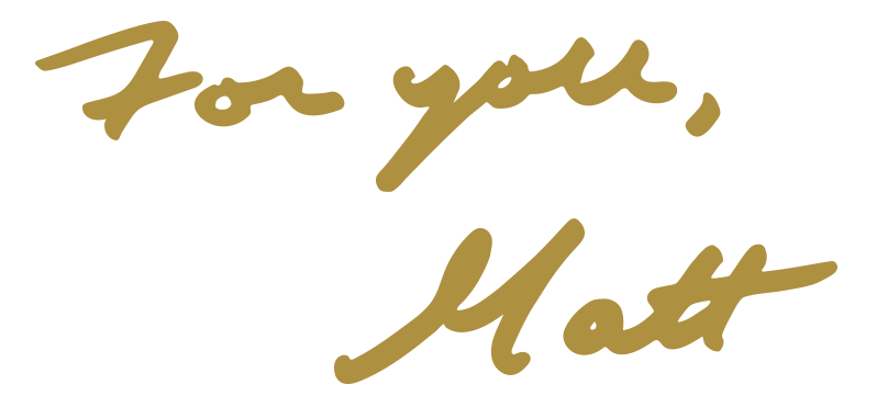 Handwritten message that says 'For you, Most' in brown ink on a transparent background.