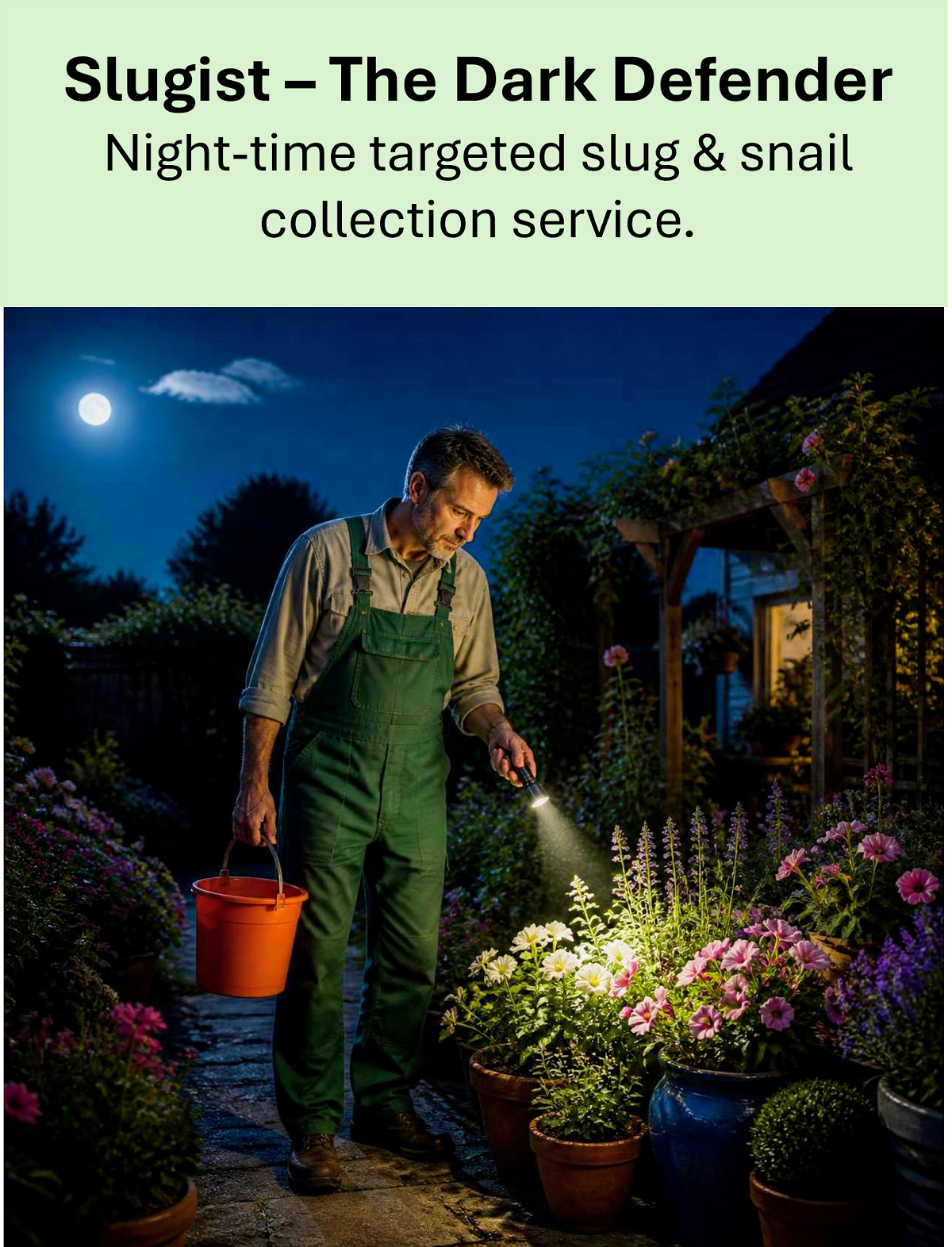 Removal of the pest slugs and snails at night to protect your plants