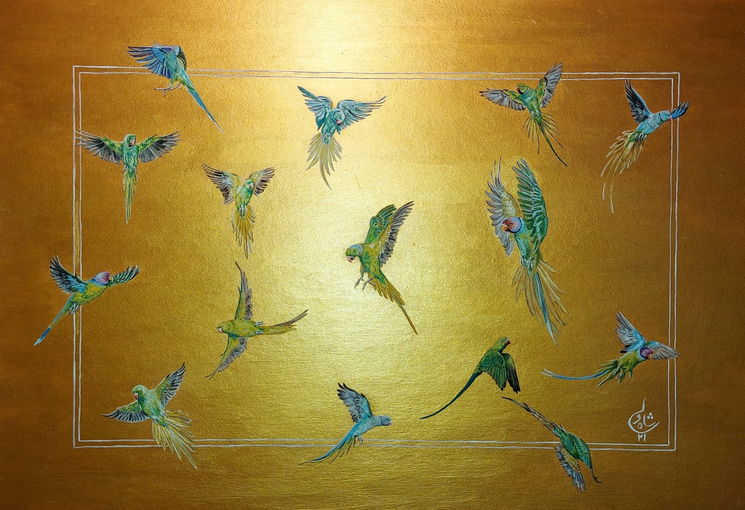 Parakeets in Flight, 2021 **SOLD**