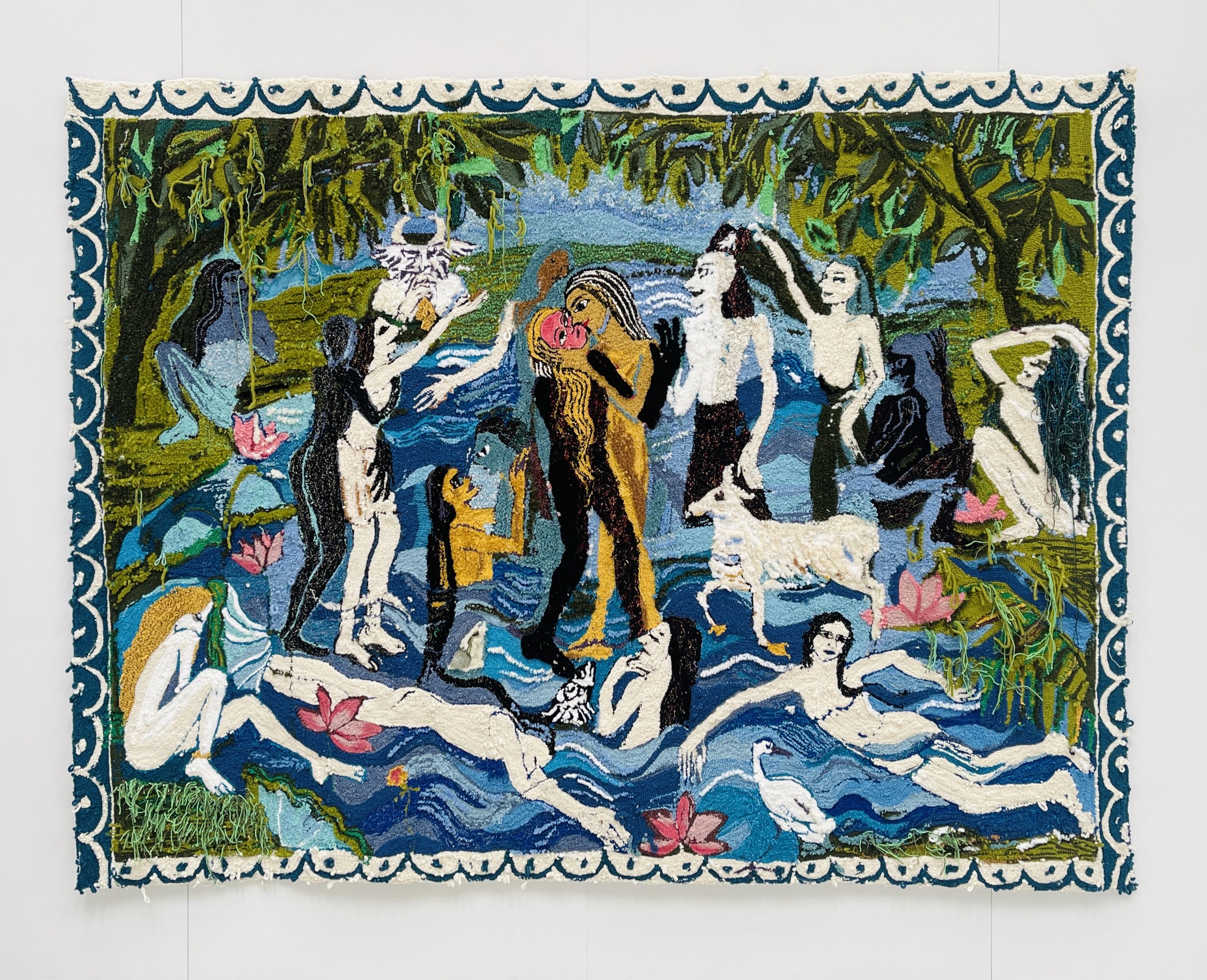 "Bathing ceremony" 270 x 220 cm, tufted wool, acrylic yarns, 2023