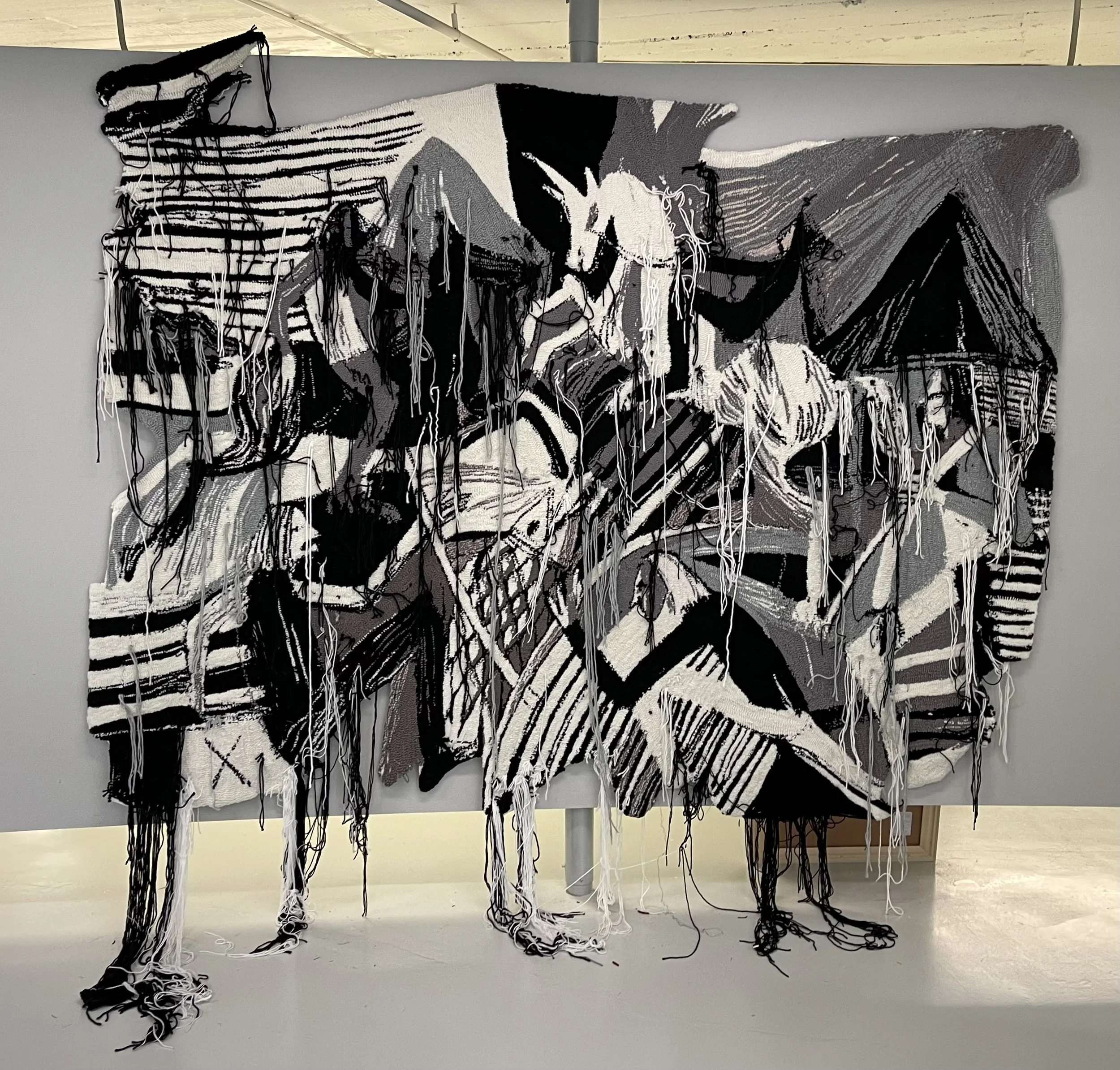 "Collision with unicorn" 270 x 220 cm, tufted wool, acrylic yarns, SBK gallery, 2022