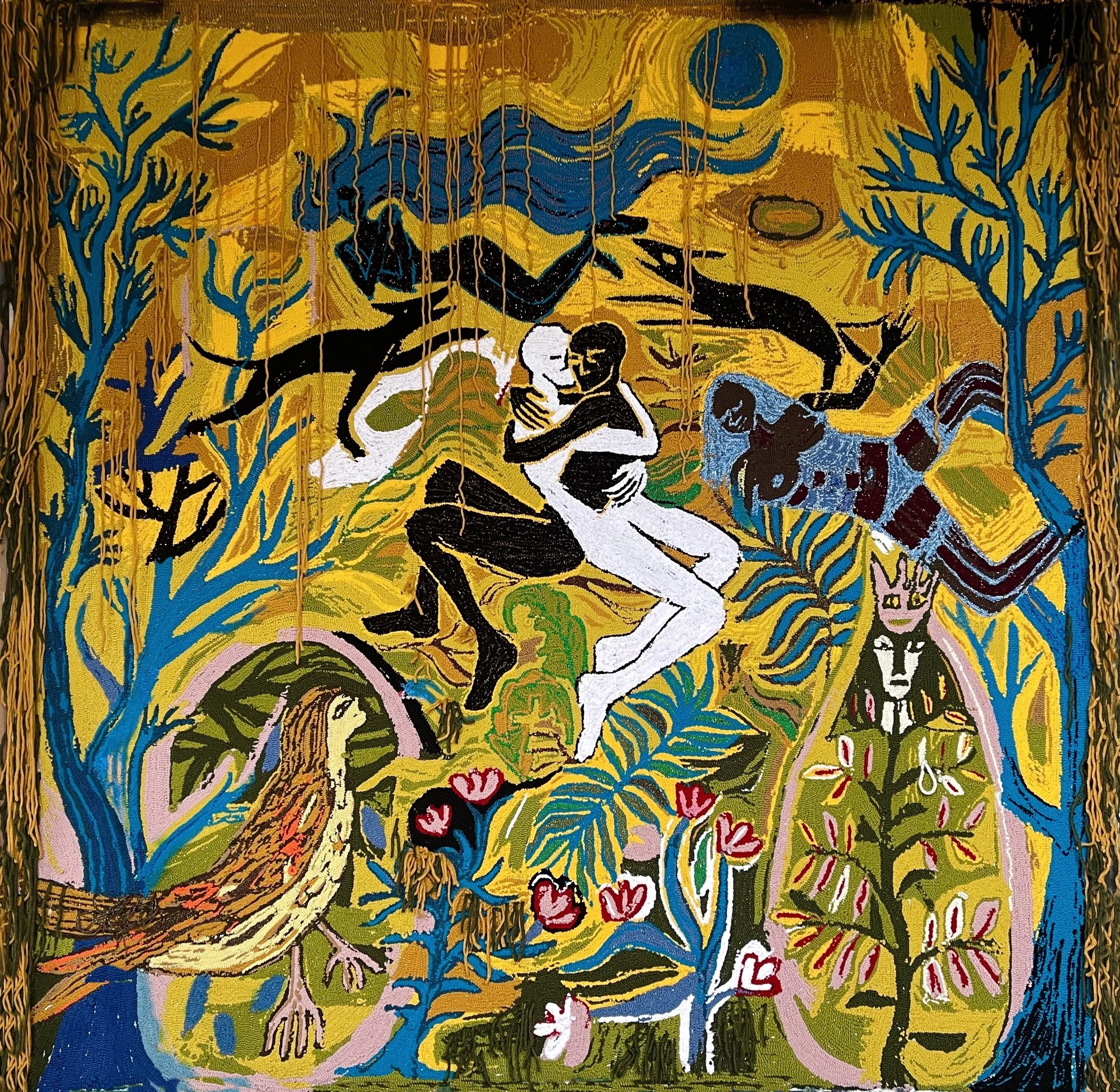 "Forest soulmates", 210 x 200 cm, tufted wool, acrylic yarns, 2023