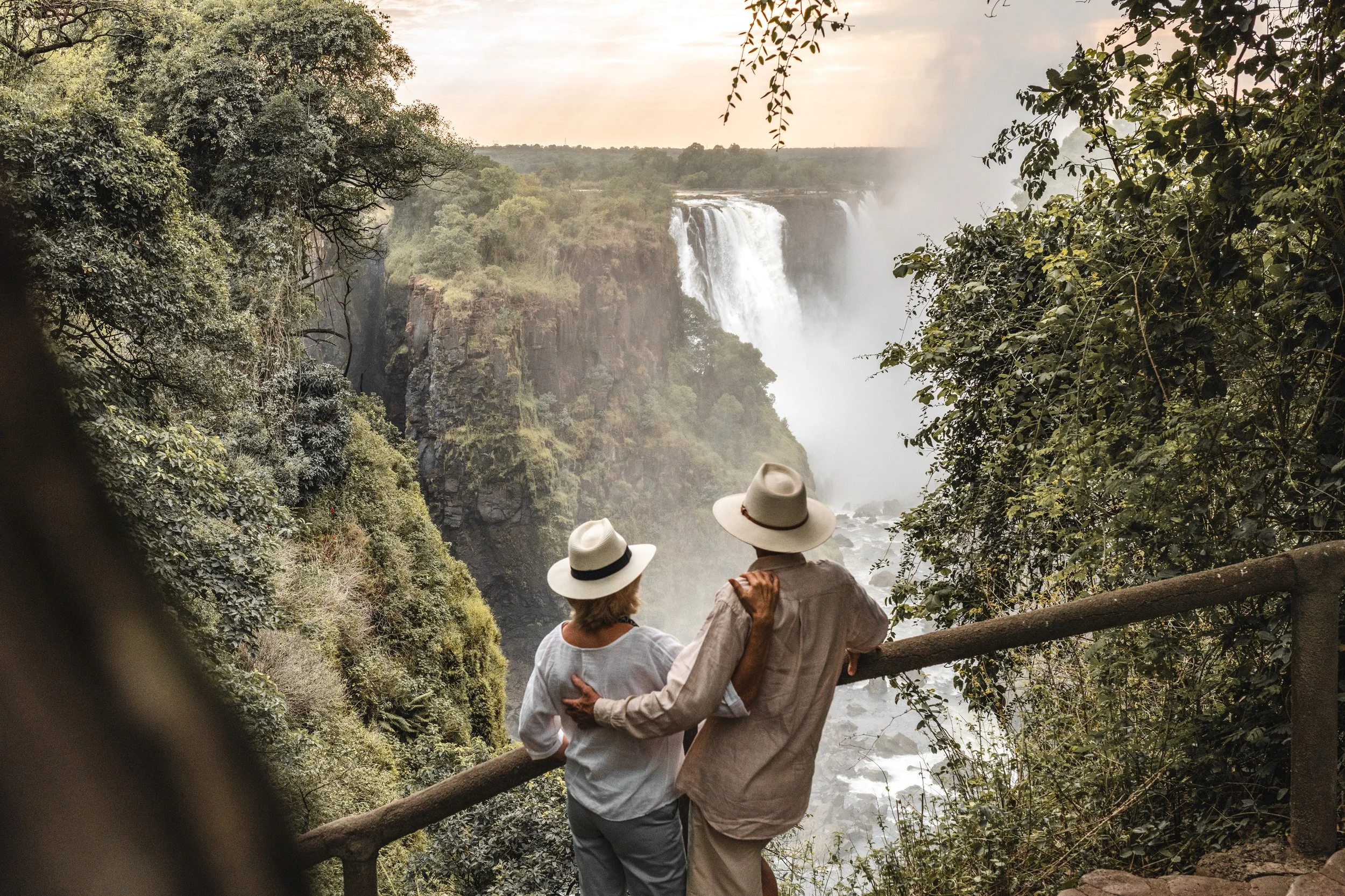 Victoria Falls, one of the world’s largest and most spectacular waterfalls, located on the Zambezi River at the border of Zimbabwe and Zambia,