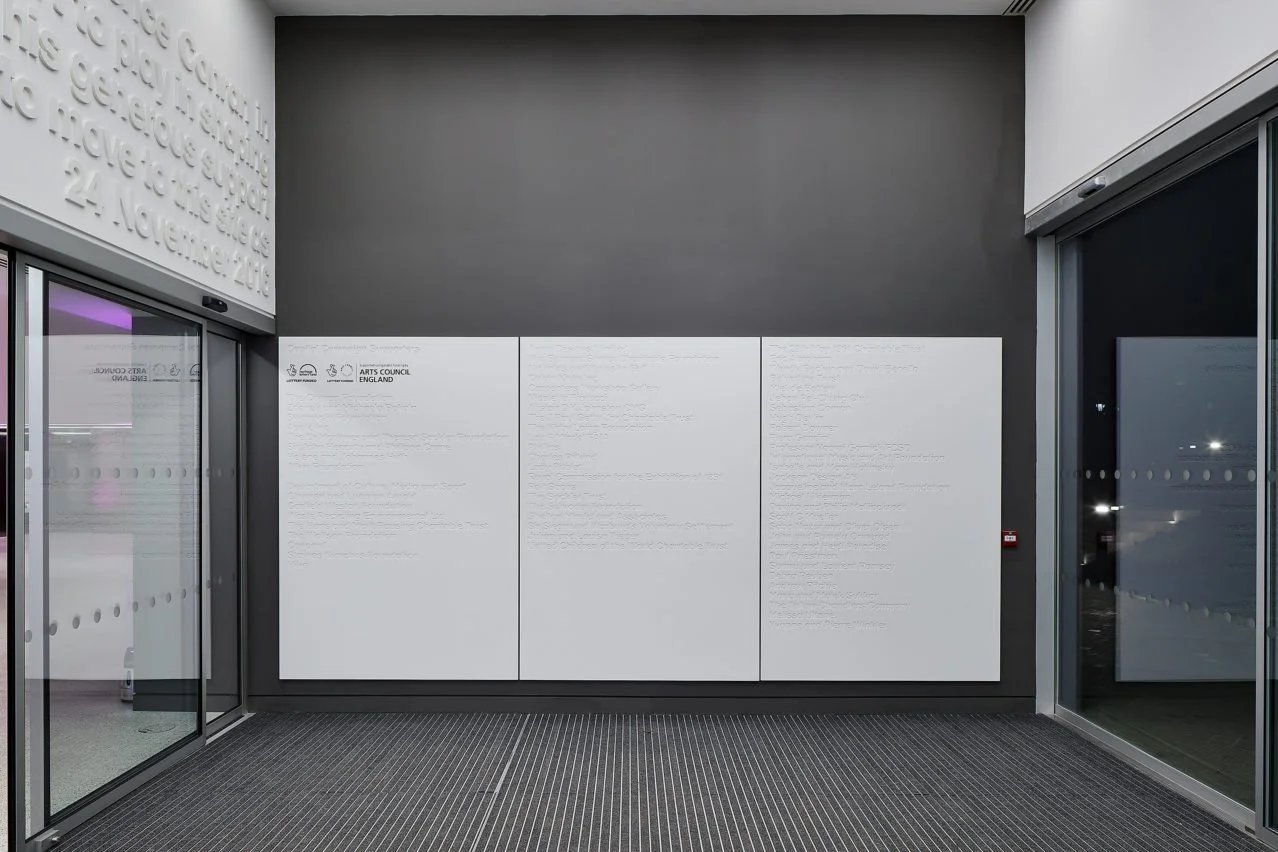 Internal bespoke lettering at the Design Museum