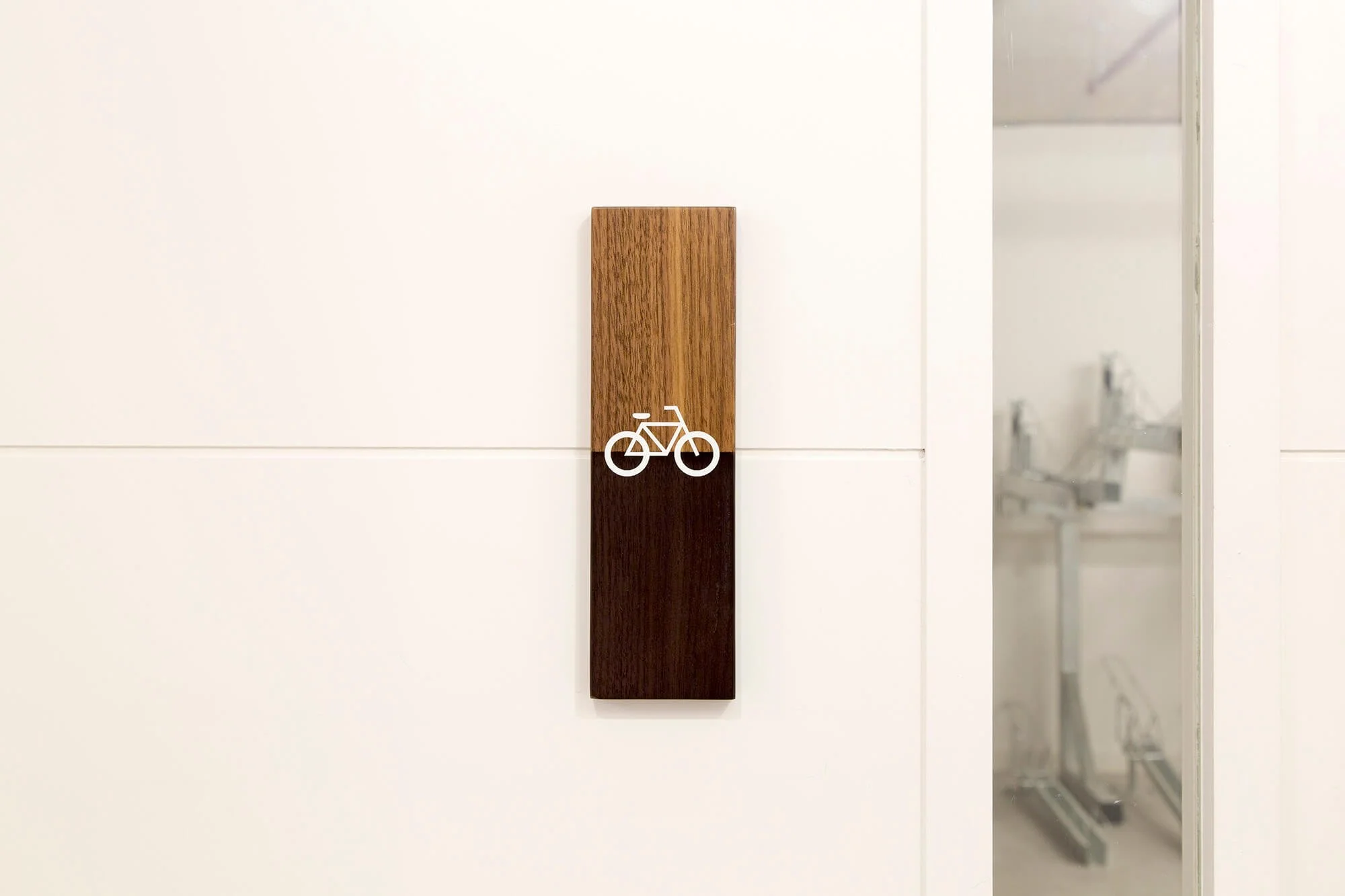 Bike storage wooden signage