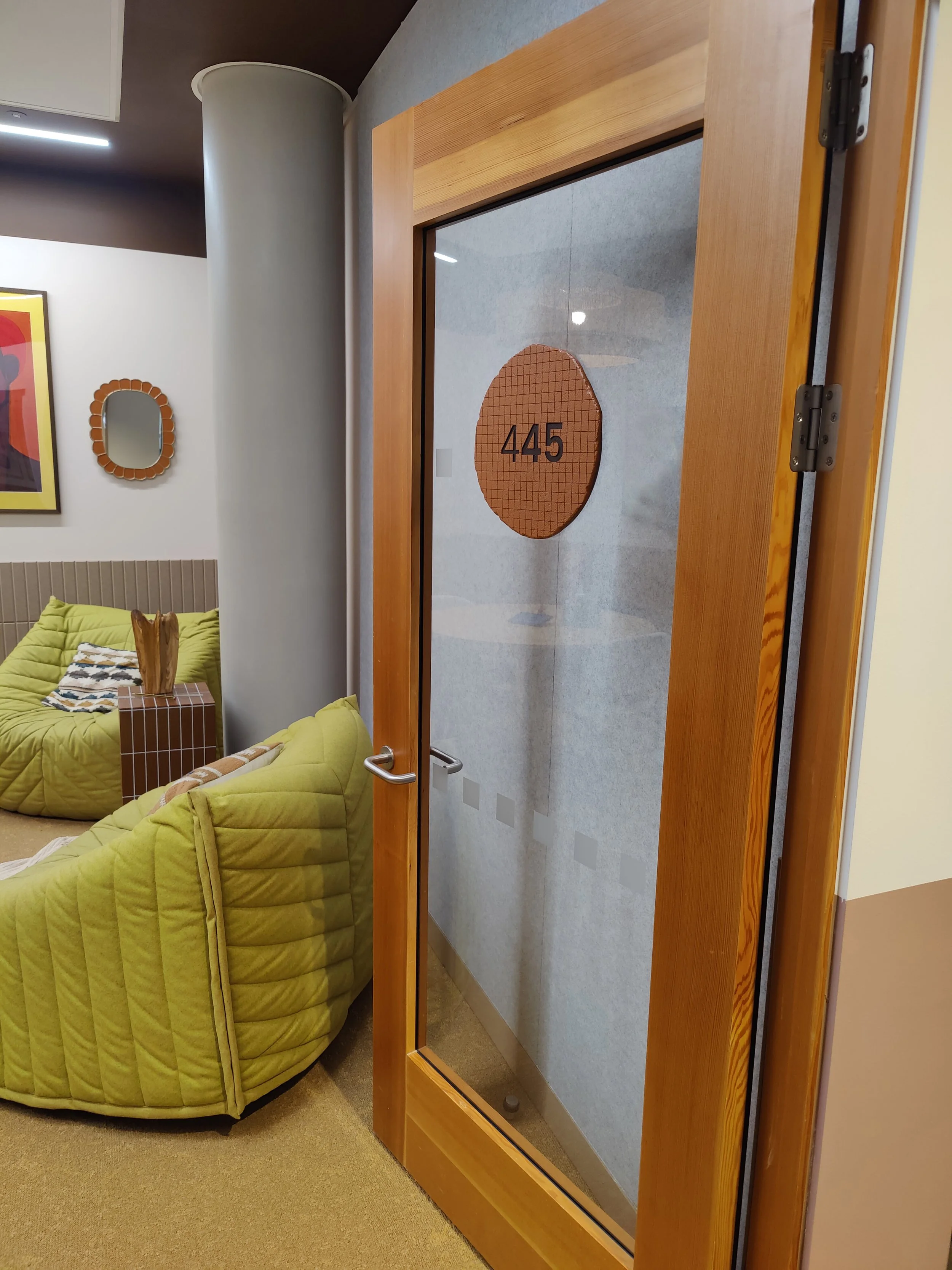 Clay sign door mounted