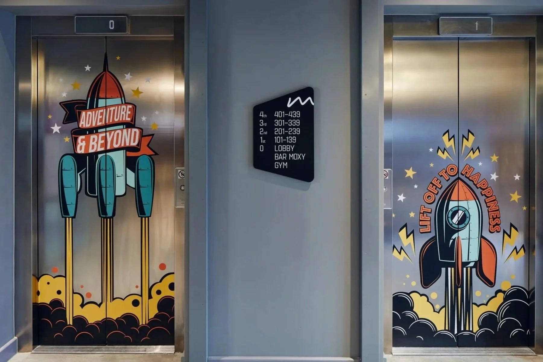 Wall graphics on lift doors