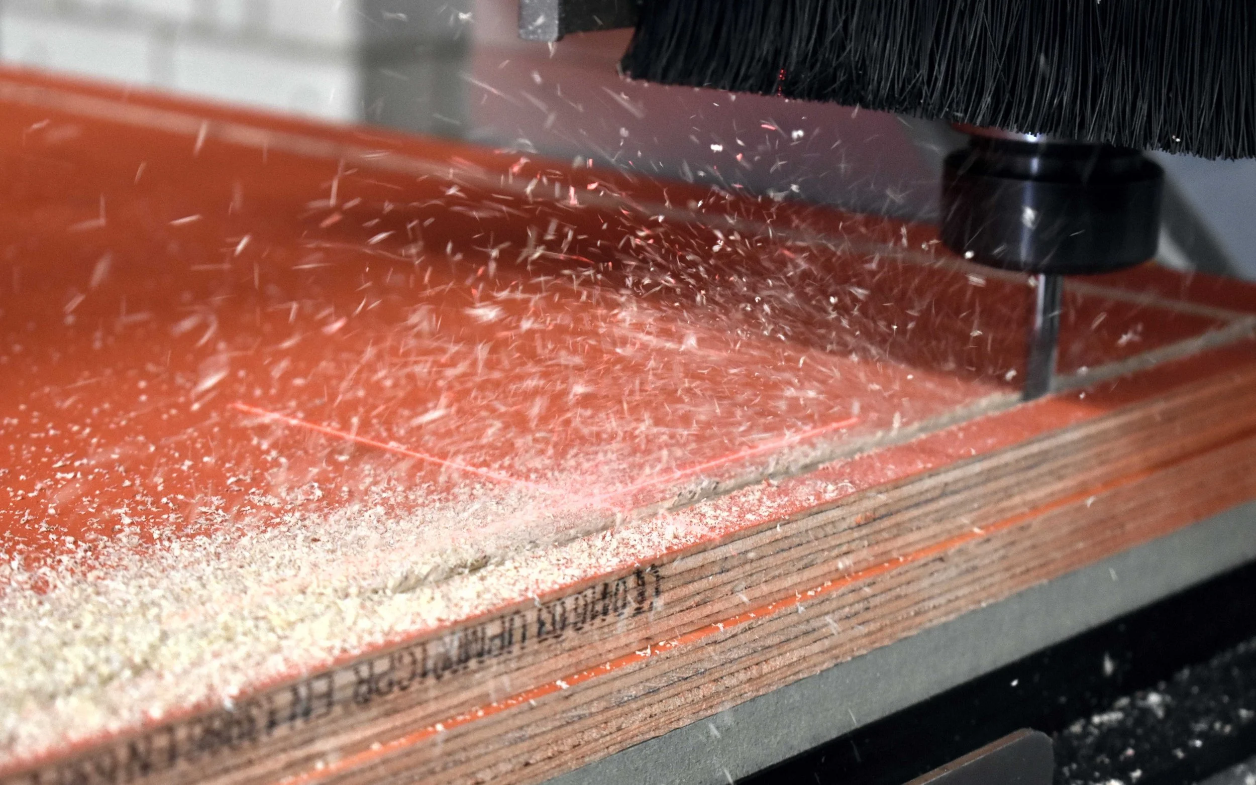 Close up of CNC cutting wood
