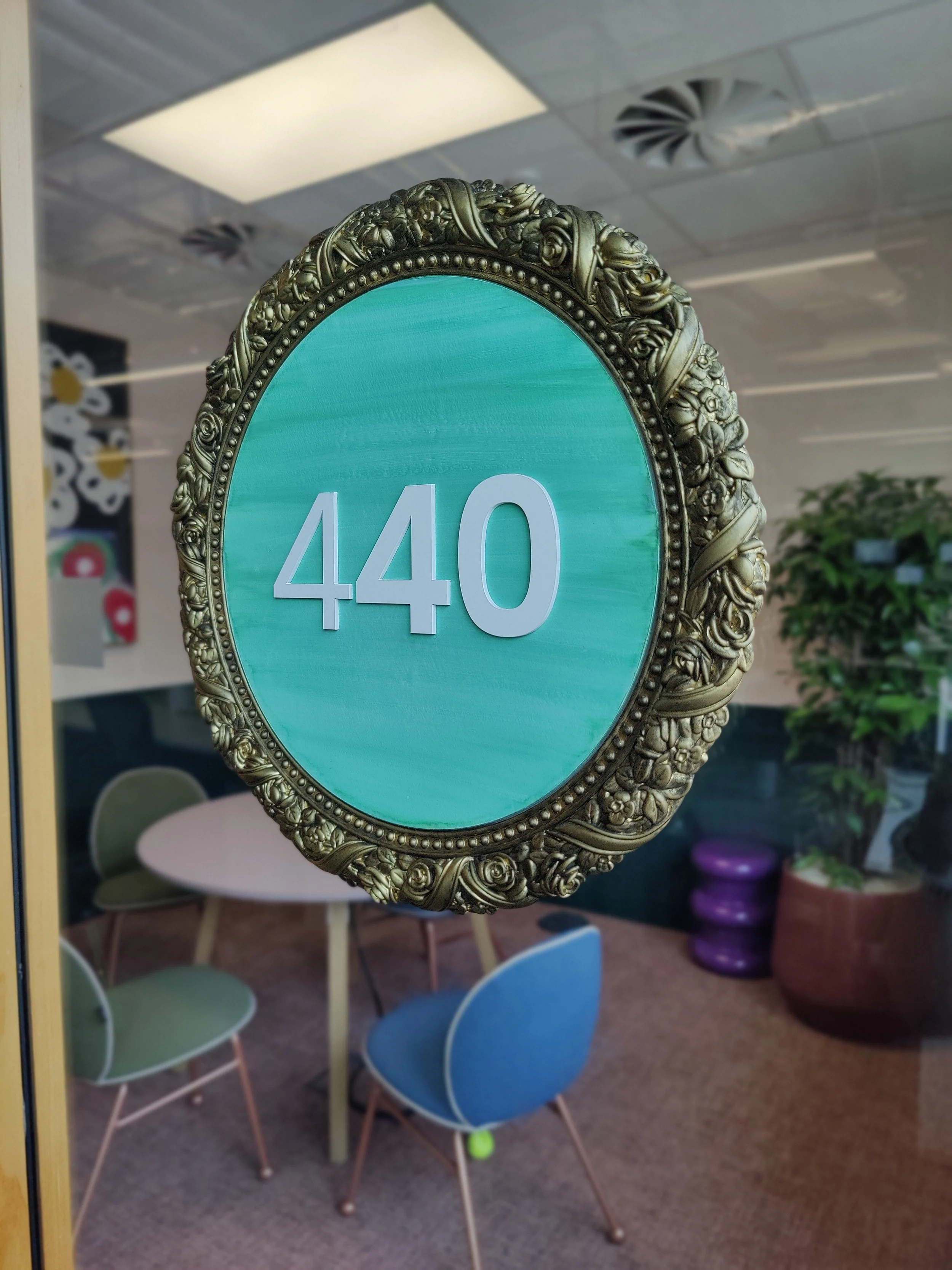 majestic door sign green and gold