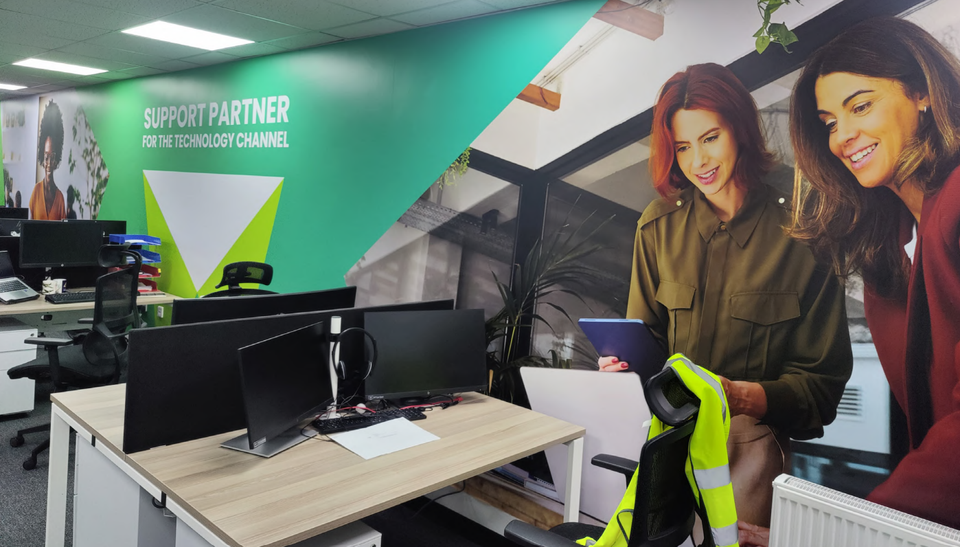 Westcoast long wall graphic with corporate images and branding