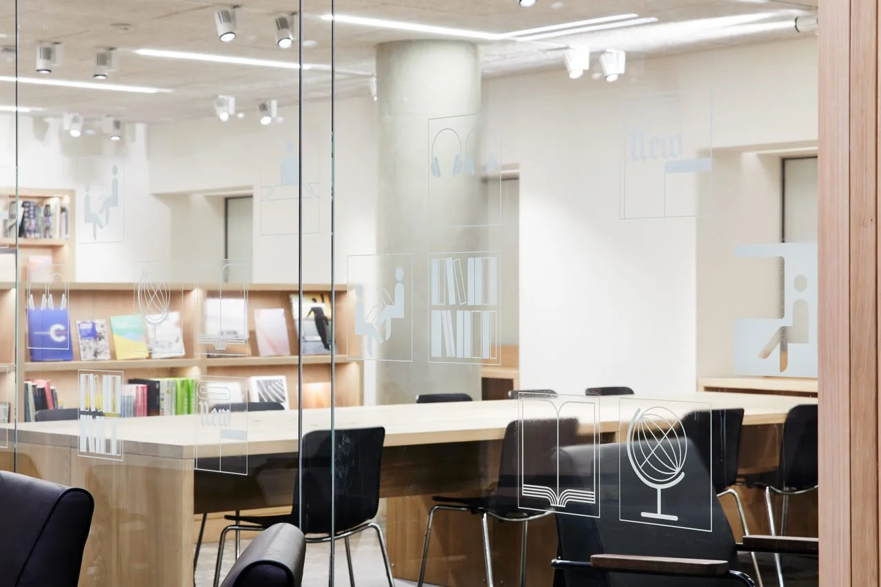 Glass manifestations with office icons