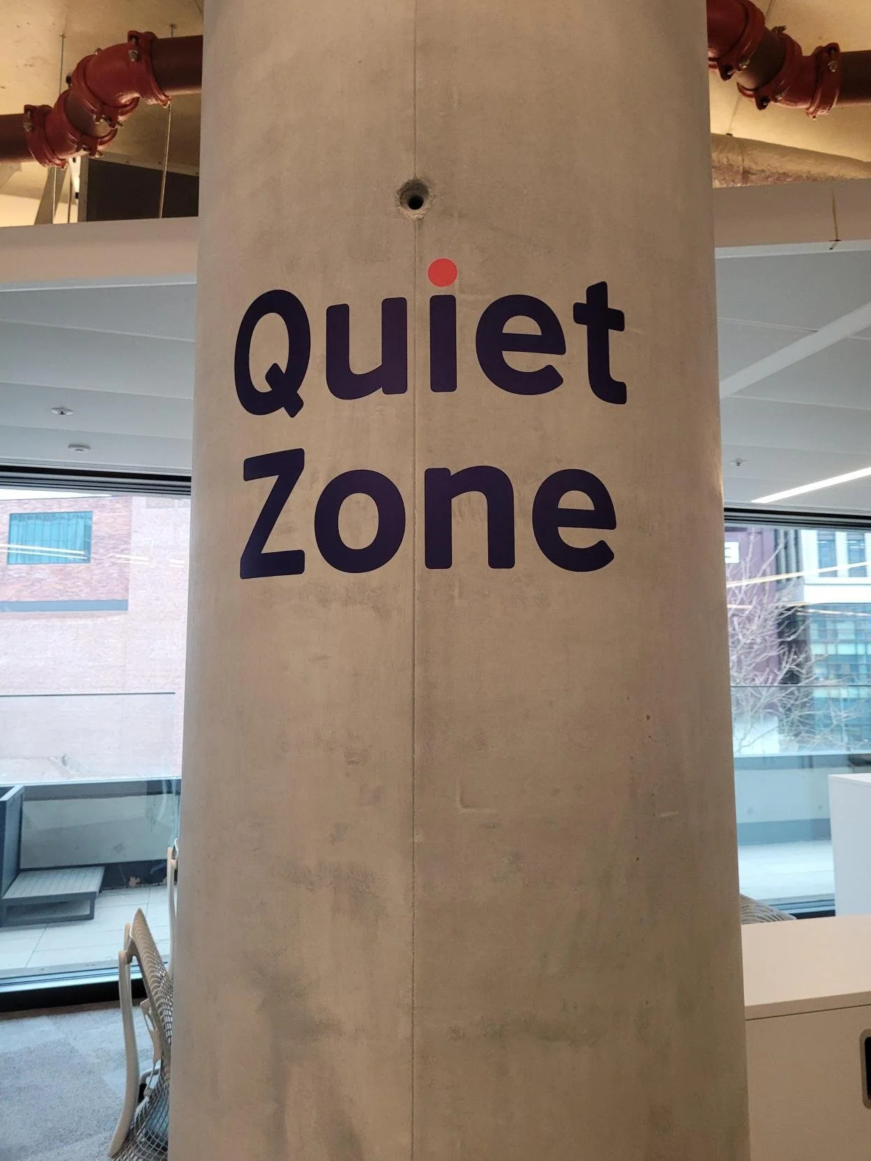 Quiet zone signage on pillar