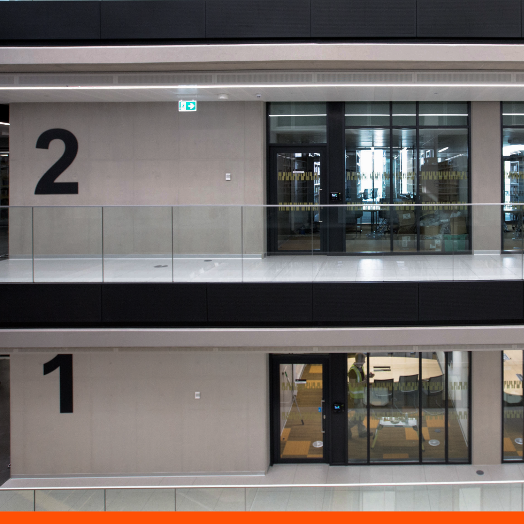 Two levels in a library building
