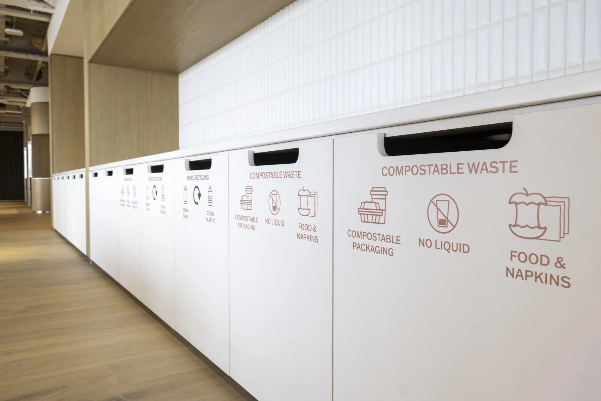 Waste stickers on office bins