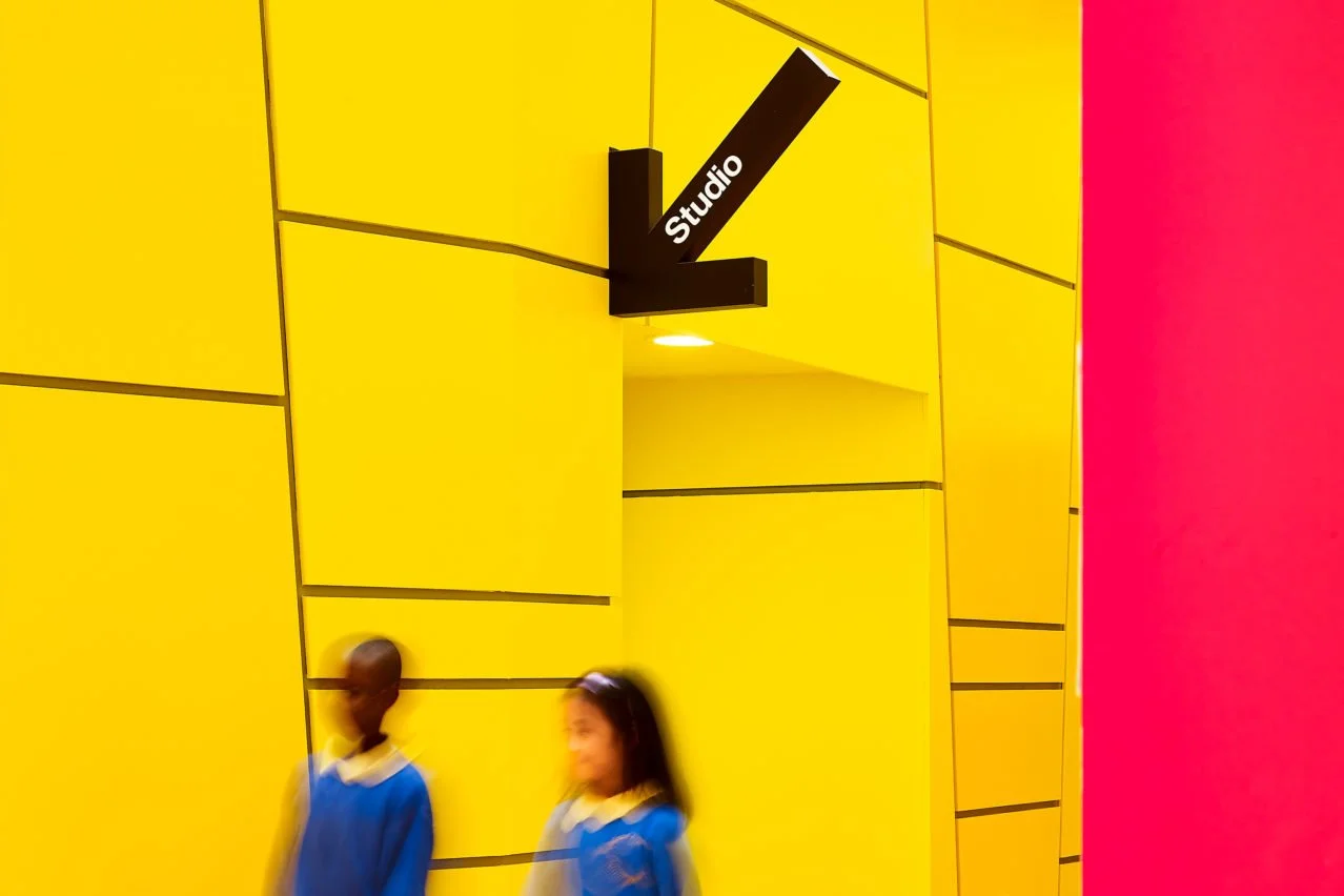 Interior wayfinding at Michael Faraday school