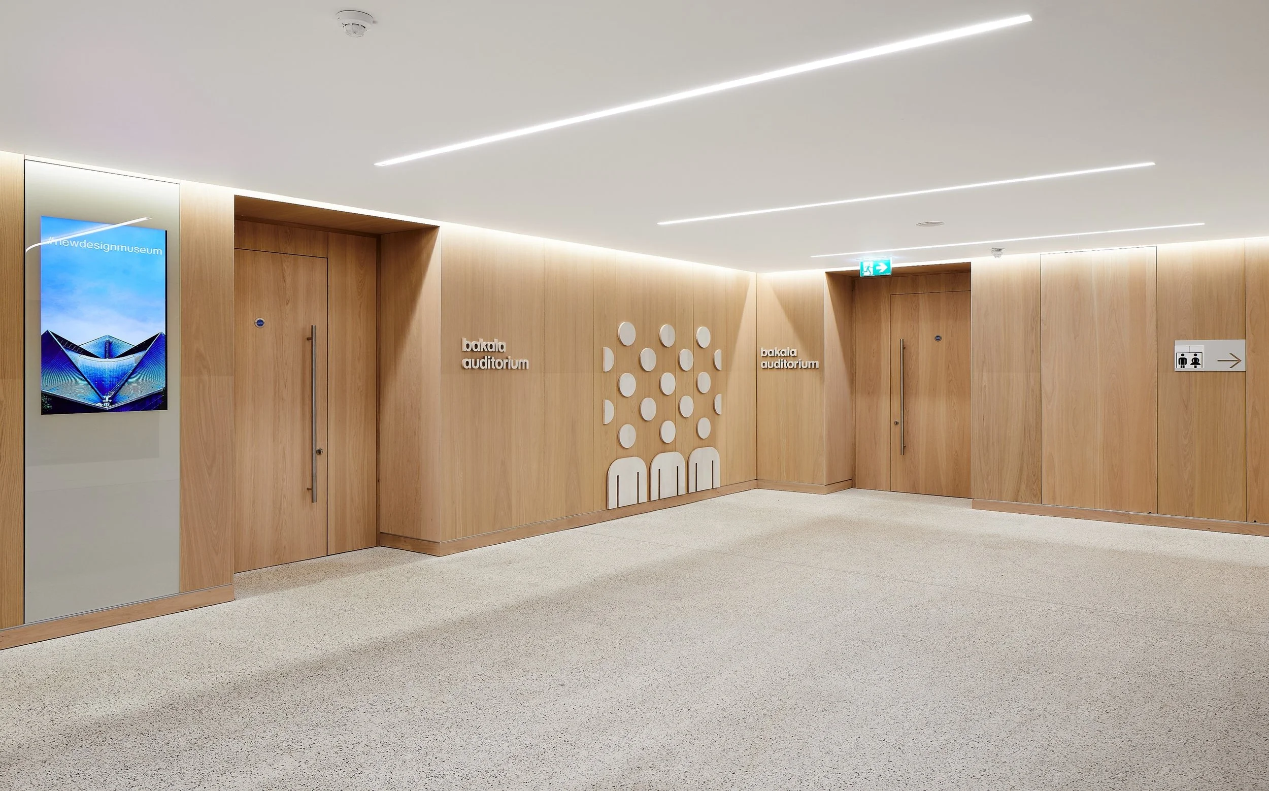 Timber signage in lobby area