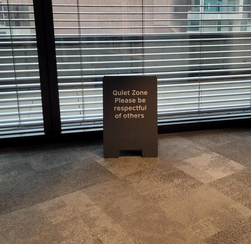 Quiet zone standing signage