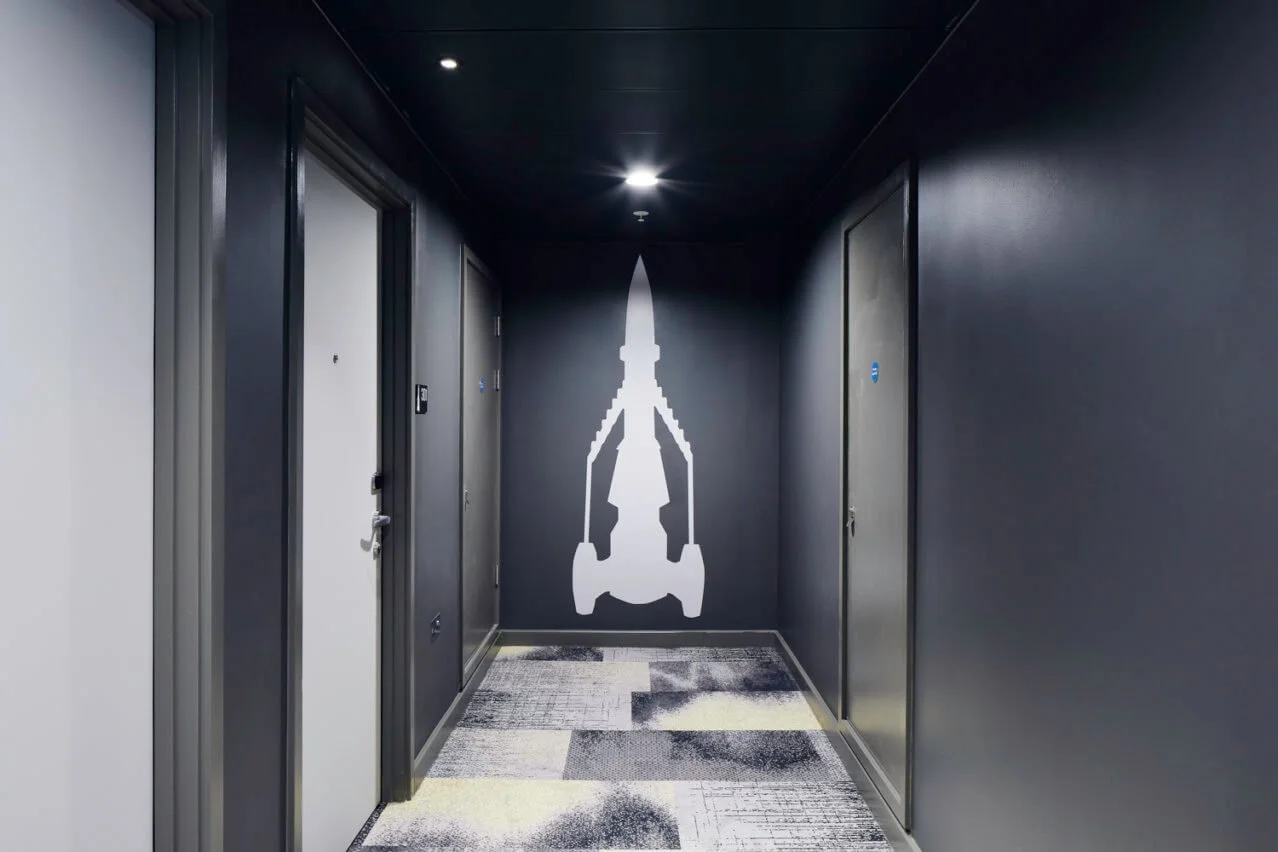 Moxy hotel thunderbird wall graphic