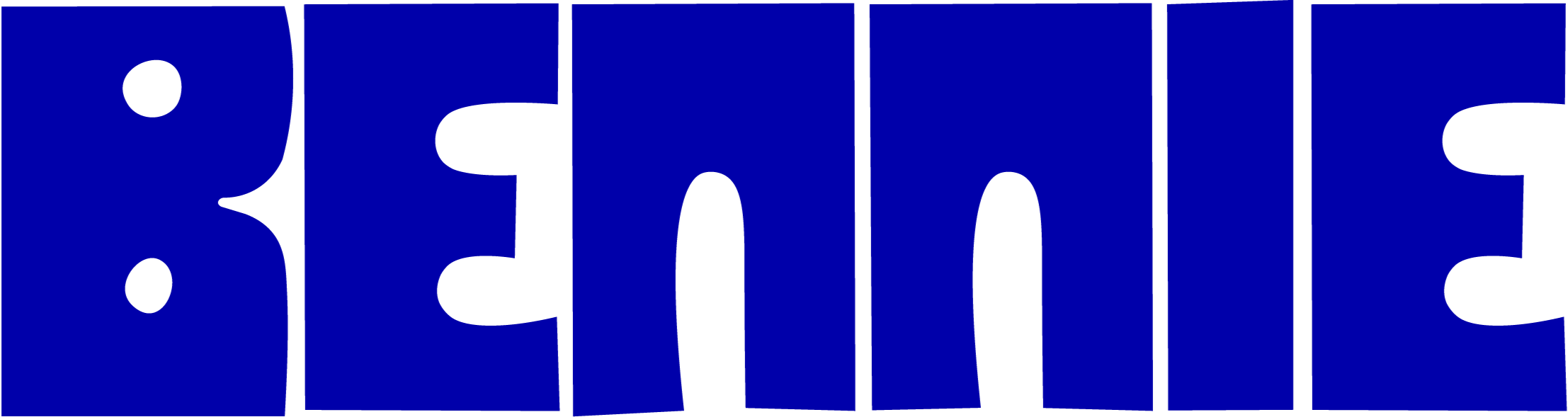De afbeelding bevat grote letters in het blauw die het woord 'BENNIE' vormen