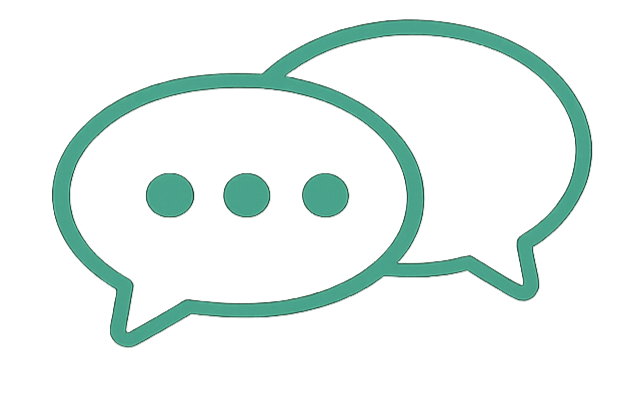 Zwei Sprechblasen, eine mit drei Punkten.