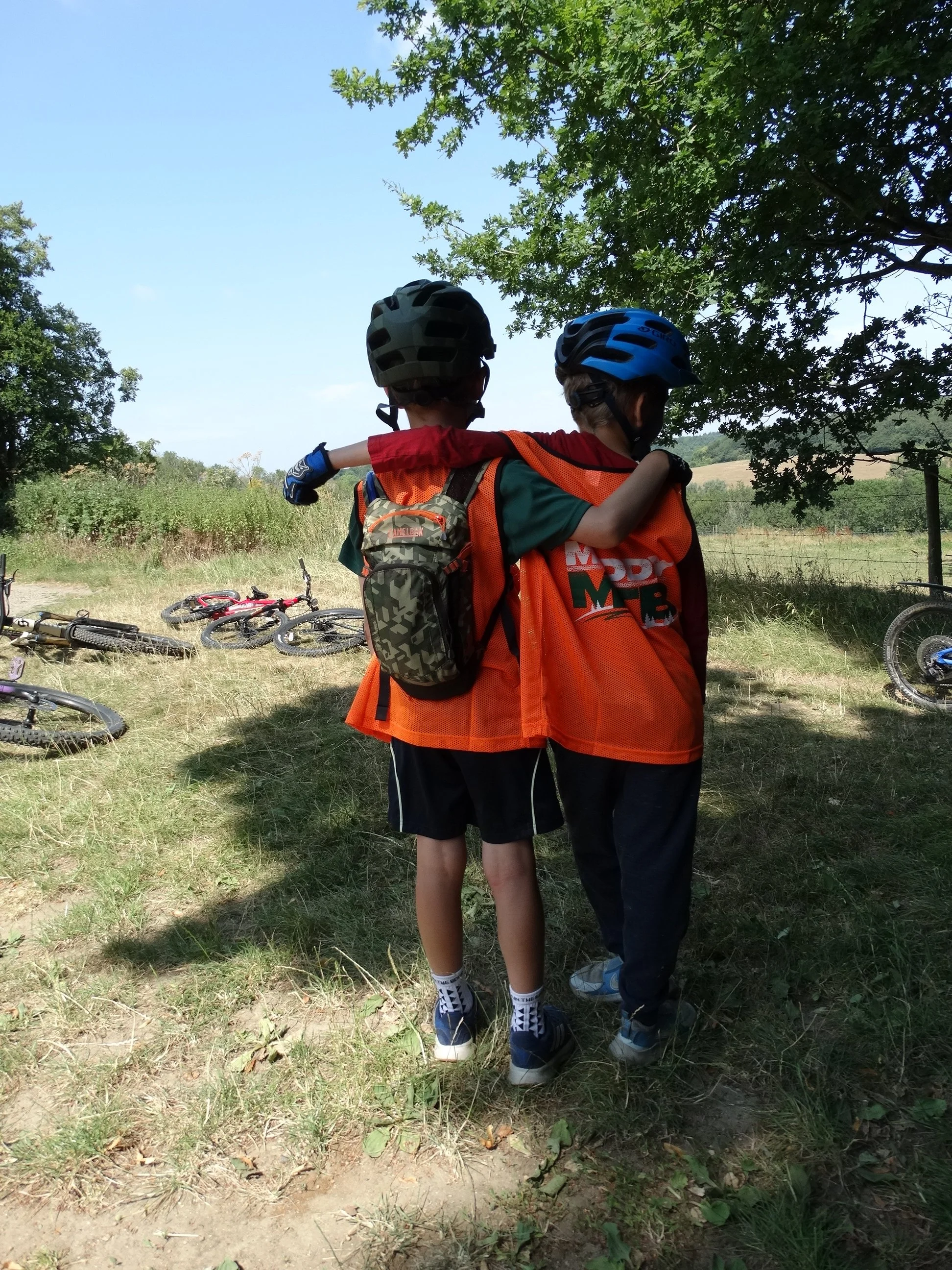 A group of children having a mountain bike session at Muddy MTB in Amersham