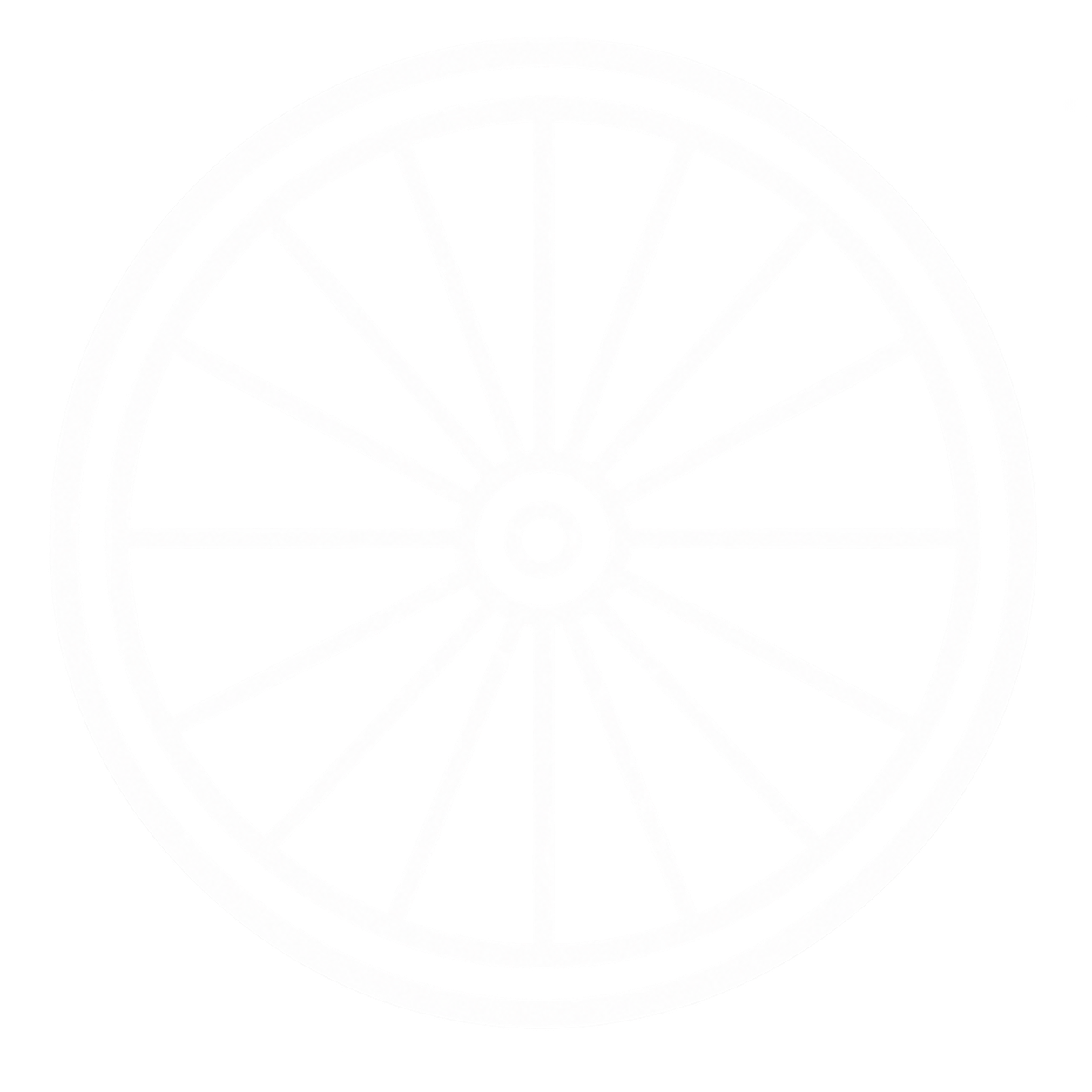 Outline of white mountain bike wheel representing technical trail skill sessions