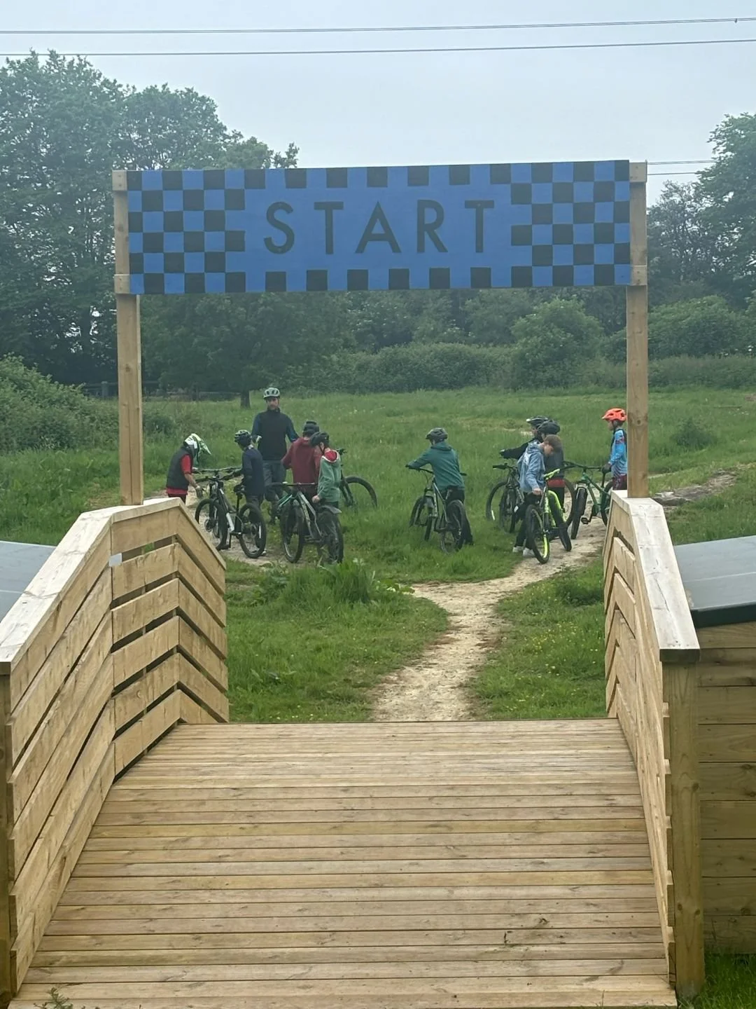 A group of children having a mountain bike session at Muddy MTB in Amersham