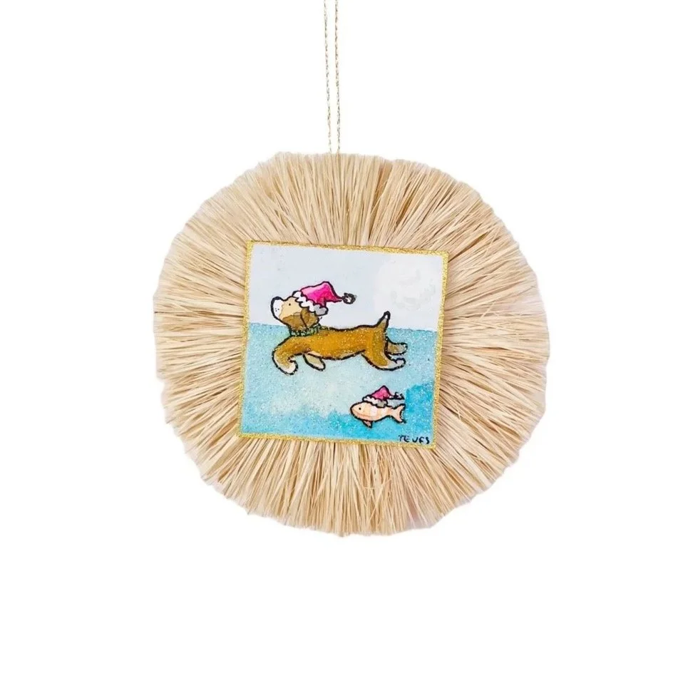 Shimmering Raffia Ornaments - Tropical Christmas Decor